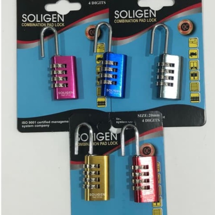 Gembok Gembok Angka Nomor Soligen 20Mm 3 Digit