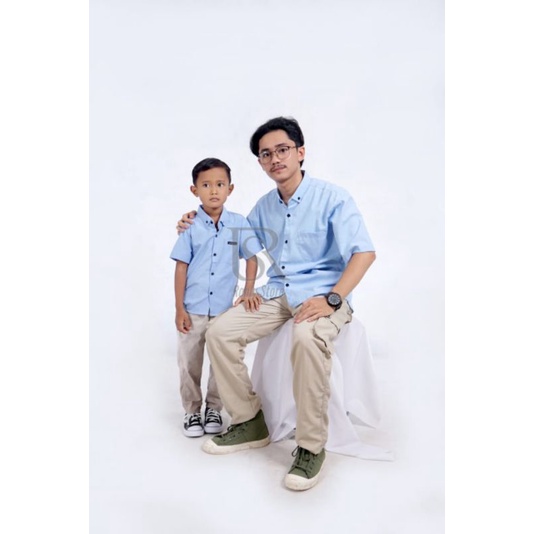 Kemeja polos Pria Lengan Pendek Soft Blue | Kemeja Polos Biru Muda | Kemeja Balita, Anak, Dewasa, Ju