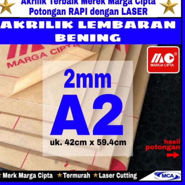 Termurah AKRILIK lembaran 2mm A2 / Akrilik bening / Marga cipta / Acrylic