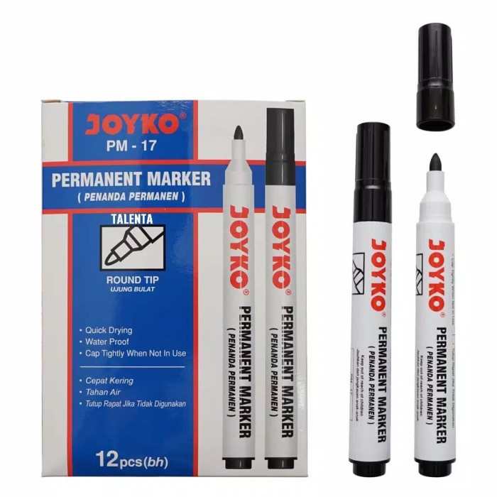 Spidol Joyko (1 kotak) Permanent warna Hitam, permanent marker