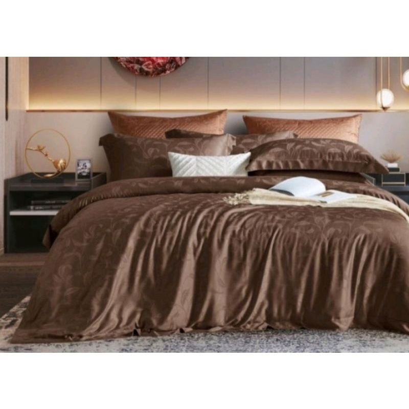 Seprei dan Bedcover set rumbei atau rimpel emboss semi sutra platinum original