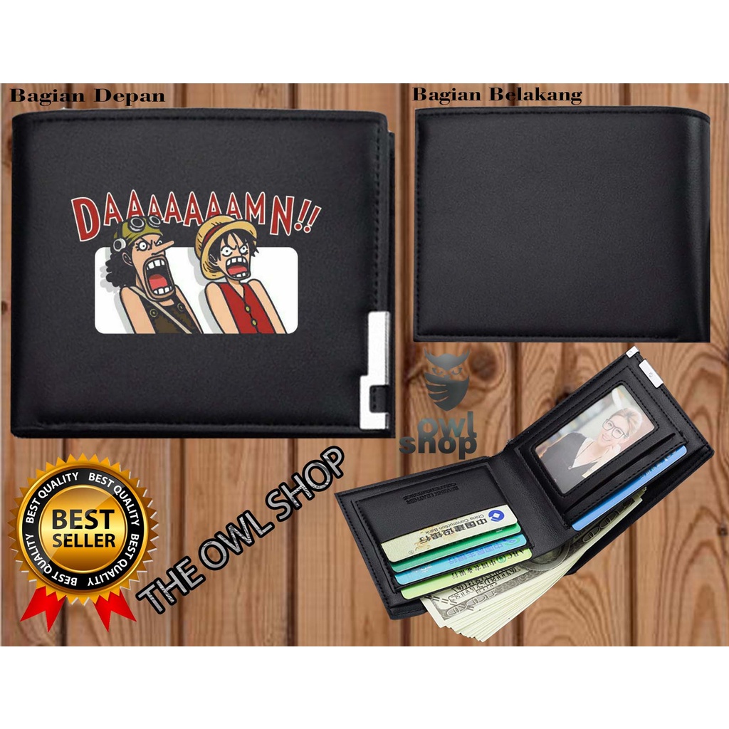 Dompet Pria Lipat ONE PIECE  Dompet Kulit Men Fashion Letter Wallet ONE PIECE KEREN