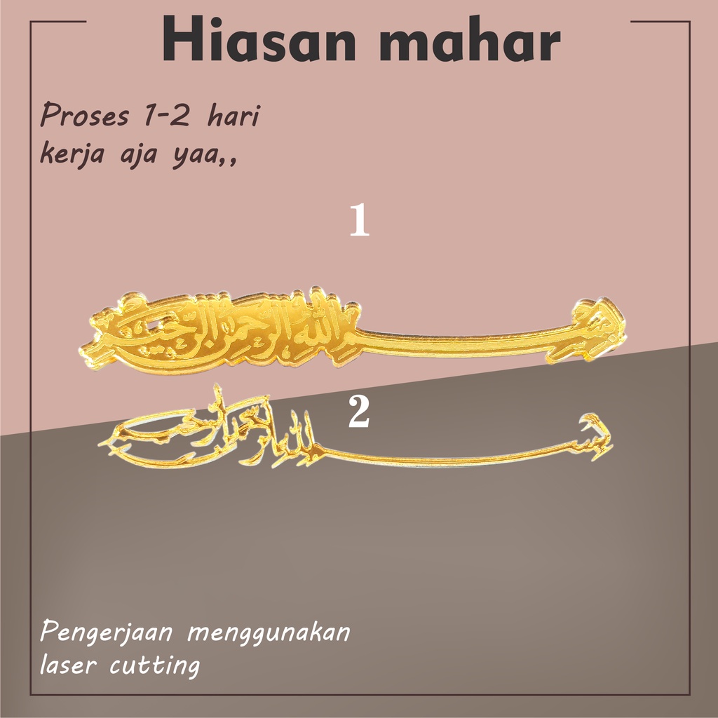 Bismillah Hiasan Mahar Akrilik gold | Hiasan Mahar Akrilik