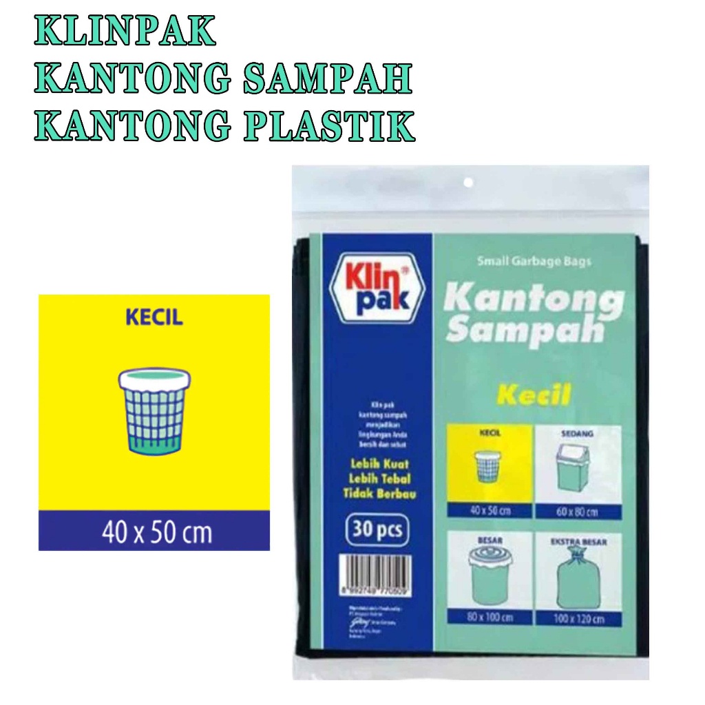 KANTONG SAMPAH SERBAGUNA* Kantong sampah ukuran 40X50 cm isi 30 pcs