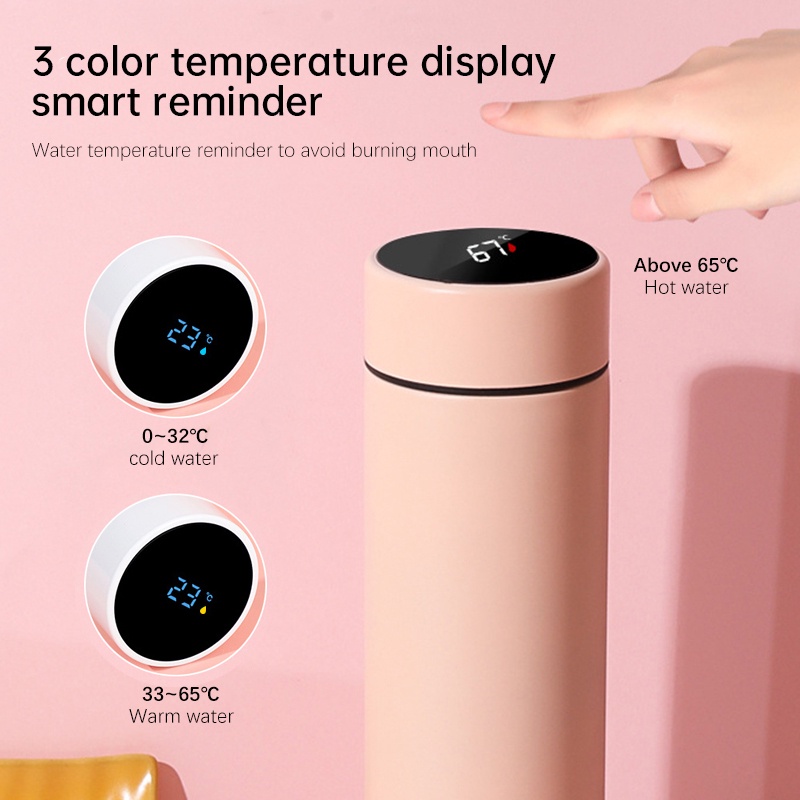 Termos Suhu Temperature Touch Screen LED Display Air Panas Dingin 500 ML / Smart LED Thermos Tumbler Stainless Steel Import - DX-002