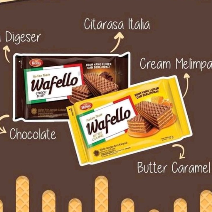 

Wafello wafer coklat/wafer krim karamel (1 pcs)