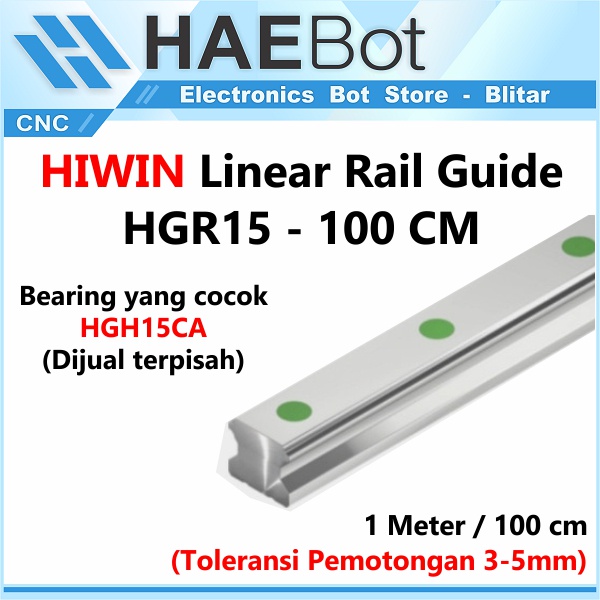 [HAEBOT] HIWIN Linear Guide Rail HGR15R1000C HGR 15 15mm 100cm Rel CNC Laser CO2 Router Milling Plasma HGH15 Motion Industri Full Triplek Mesin Mekanik Otomasi