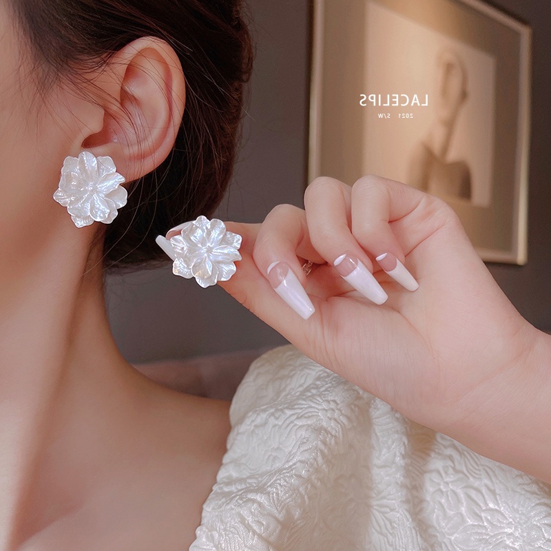 Anting Tulip Mutiara Elegan Untuk Wanita Kristal Busur Busur Anting Aksesoris Fashion Perhiasan