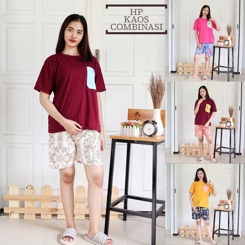 IZANY Piyama Dewasa HP / Hotpant Kaos Size L celana pendek Saten Apple