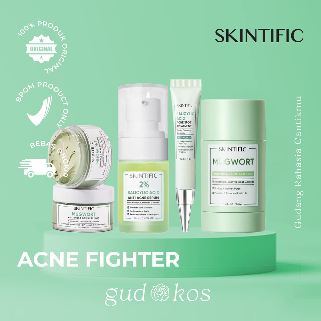 SKINTIFIC Acne Clarifying Series | 2% Salicylic Acid | Mugwort Clay Mask