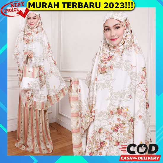Adzikri - Mukena Dewasa Cantik Mewah Brukat Castle Mukena Adawiyah Katun Jepang Plus Sarung Dan Plus