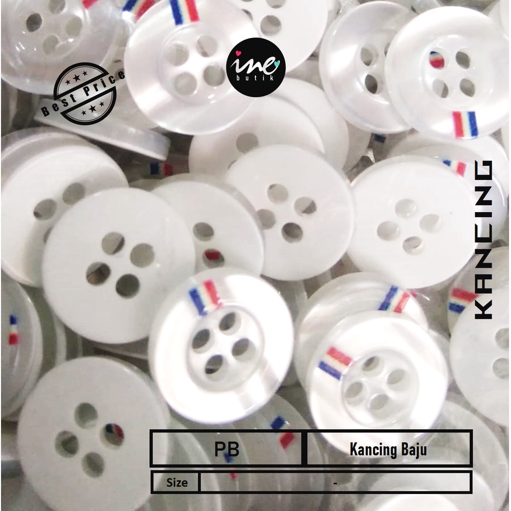 KANCING BENING 18L | KANCING BENING PUTIH MOTIF | KANCING KEMEJA WARNA BENING ISI 720PCS