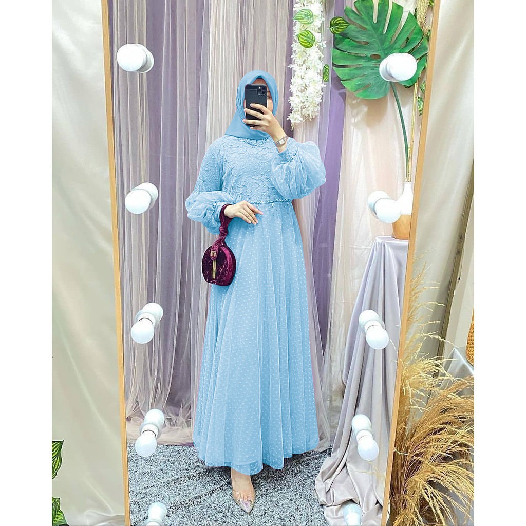 MAXI SALSA BROKAT GLITER/TILE DOT/DRESS INAH BROKAT/GAMIS MUSLIMAH PESTA PREMIUM GOOD QUALITY