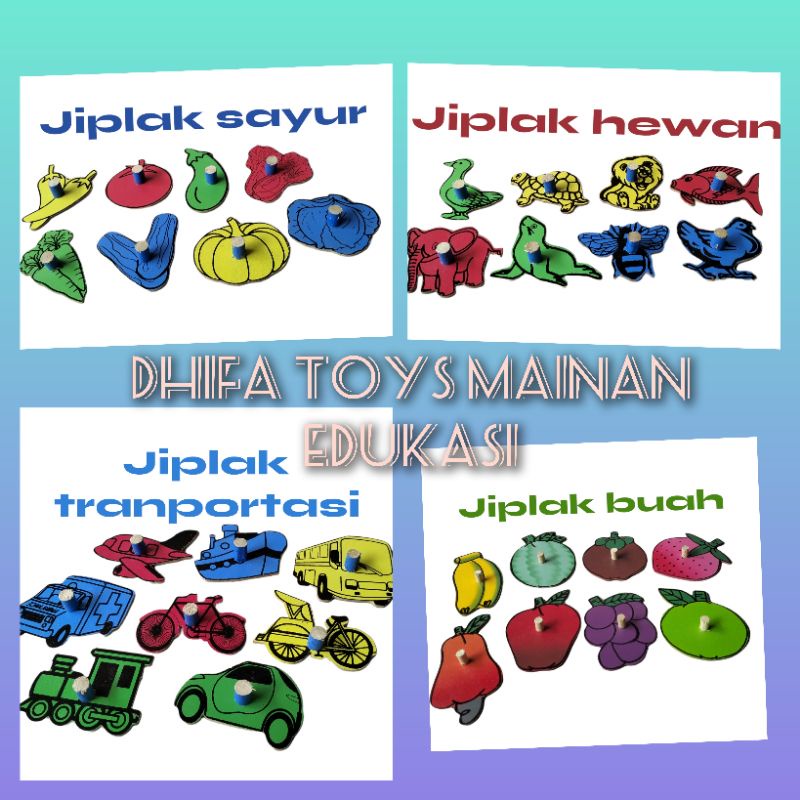 APE TK/PAUD peraga- Mainan edukasi/edukatif Jiplak benda tranportasi hewan buah sayur