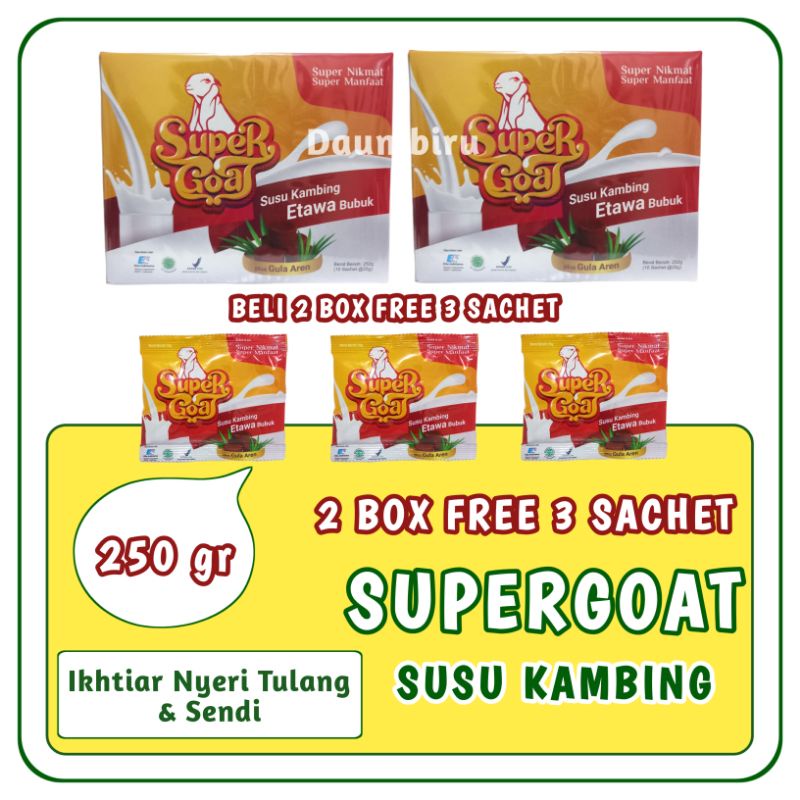 

Super Goat / Susu Kambing Etawa dengan Gula Aren / 2 Box Free 3 Sachet / Berat 250 gr