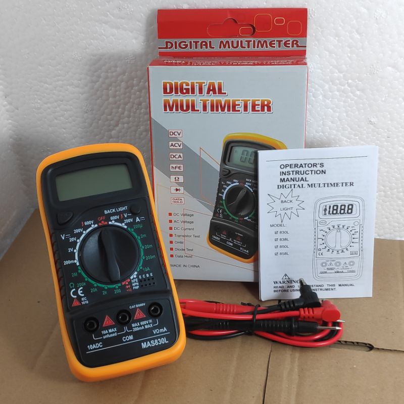 Multimeter Digital XL830L MAS830L Backlight termasuk baterai multitester DIgital AVOmeter DIGital DENGAN baterai include baterai