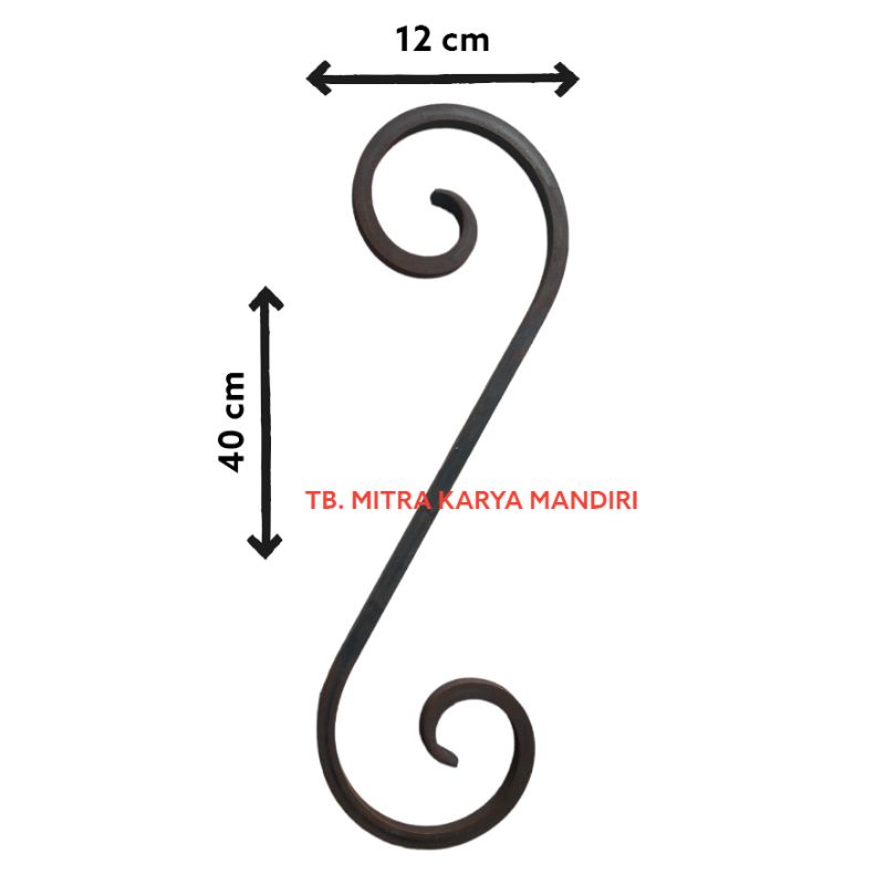 Ornamen besi nako 40 cm (lebar sejajar)