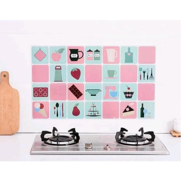 Stiker Dapur Dinding Anti Cipratan Minyak - Wall Sticker Alumunium Foil Kitchen Anti Minyak