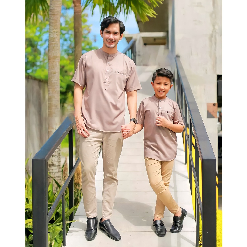 Baju Koko Kurta Pria Couple Ayah dan Anak laki laki Lengan 3/4