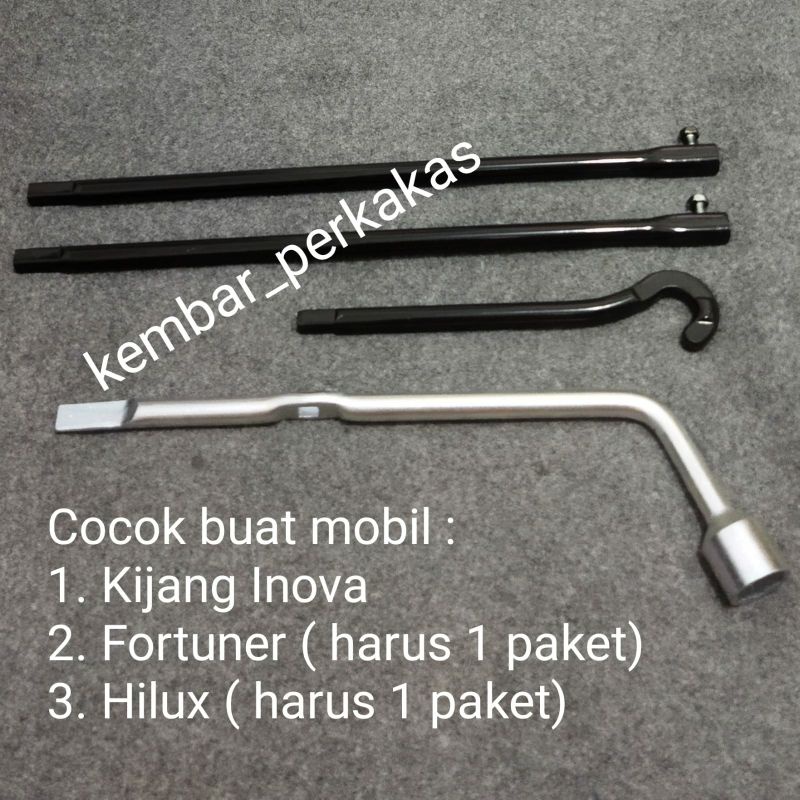 Kunci roda 21 mm &amp; handle set pemutar dongkrak /pelepas ban serep kijang inova,Fortuner &amp; Hilux