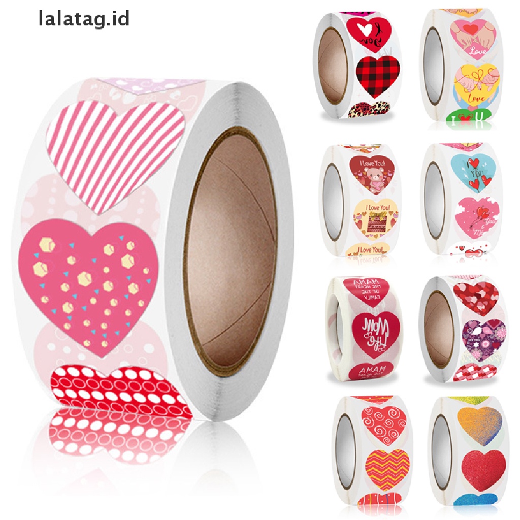 [lalatag] 500pcs Stiker Label Bentuk Love Hati Kemasan Kado Pernikahan Alat Tulis Sticker [ID]