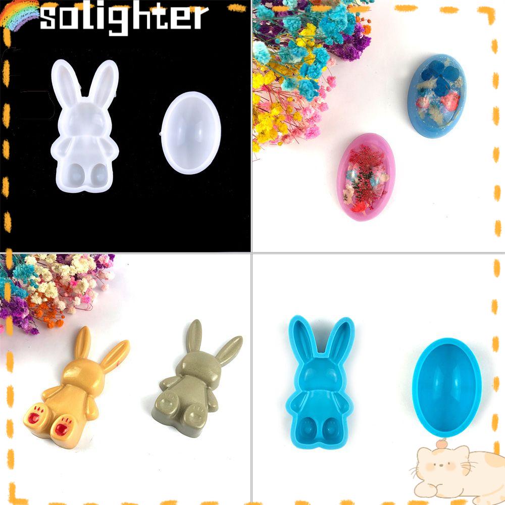 Solighter Easter Bunny Ornaments Mold Dekorasi Rumah DIY Kerajinan Persediaan Festival Cetakan Silikon