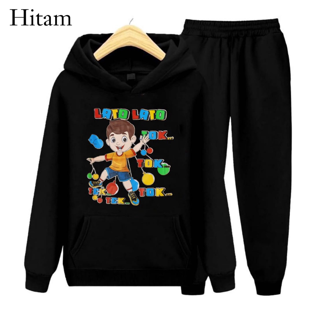 hzl_outfit Setelan Hoodie Sweater Anak Lato Lato Tok Tok/Anak Laki Laki dan Perempuan