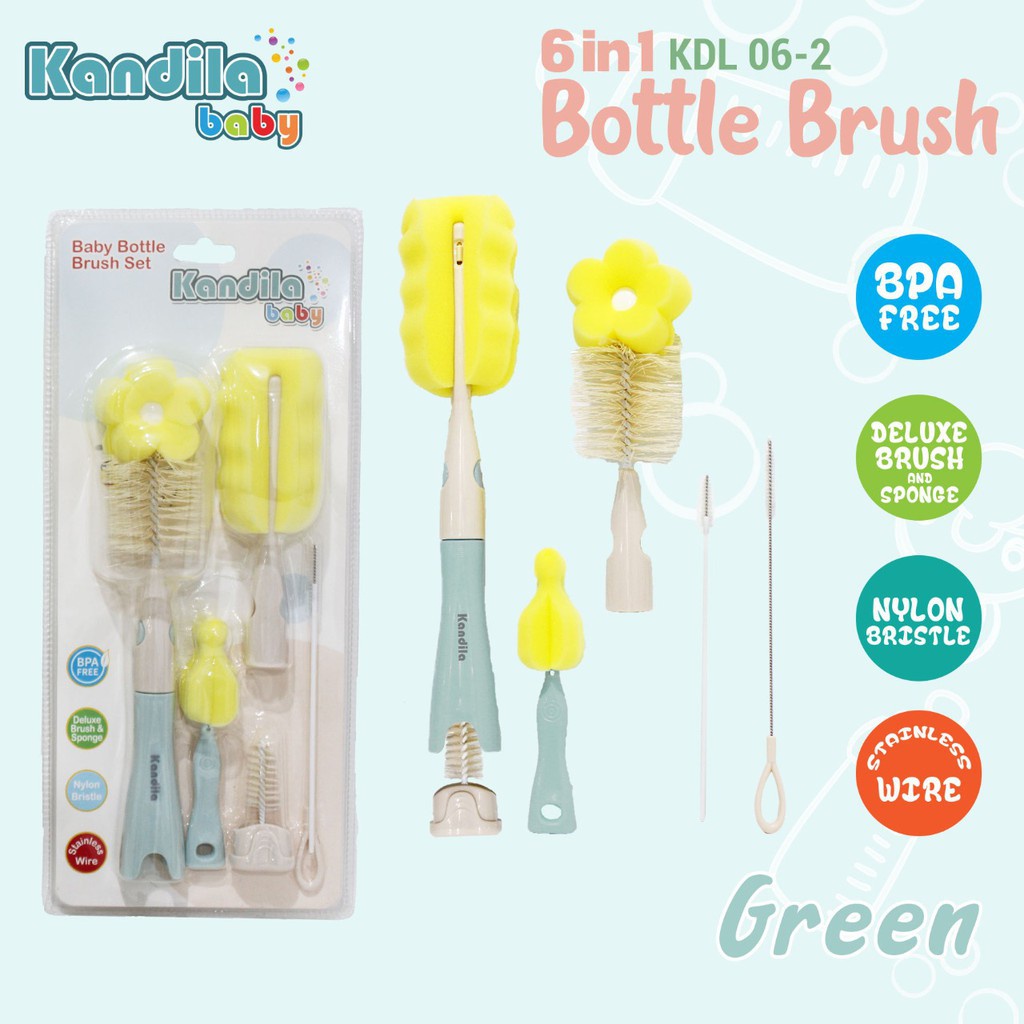 Kandila Baby - BABY 6IN1 BOTTLE BRUSH KDL 06-2 sikat botol susu