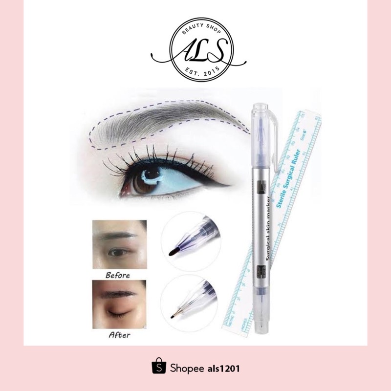 Spidol sulam Alis Waterproof / pena Penanda Sulam Alis + Penggaris / Skin Marker Tondaus Surgical best seller