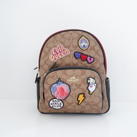 TAS WANITA COACH DISNEY X COACH COURT BACKPACK IN SIGNATURE CANVAS WITH PATCHES
