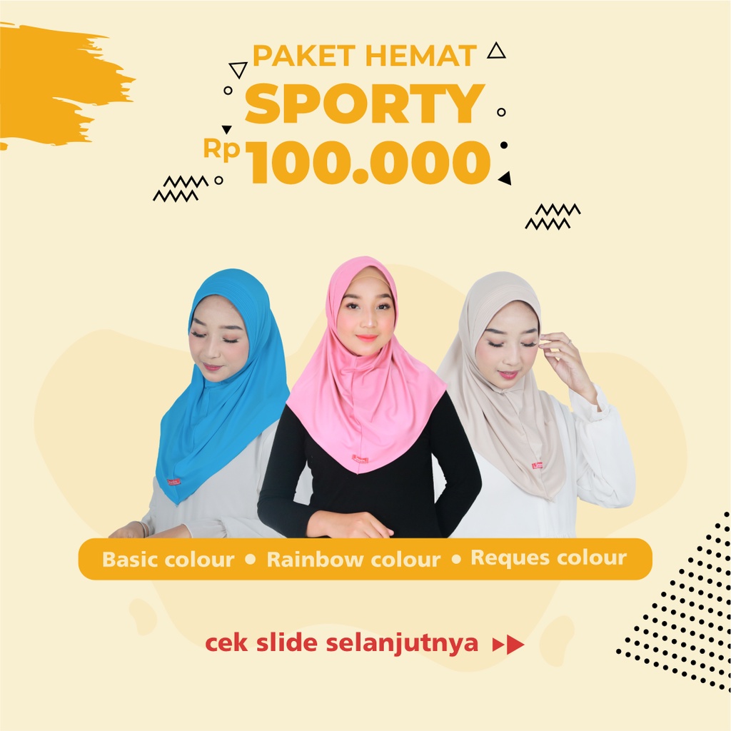 Paket Hemat Jilbab Instan Hijab Sport Jersey Olahraga 100rb isi 8 pcs