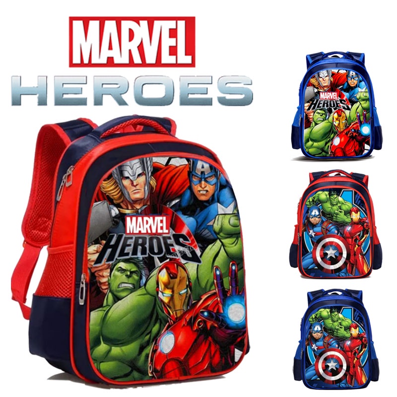 Hot Sale 2023 Tas Sekolah TK-SD anak Laki-Laki Tas Ransel Marvel Avengers Superhero Tas Sekolah Printing