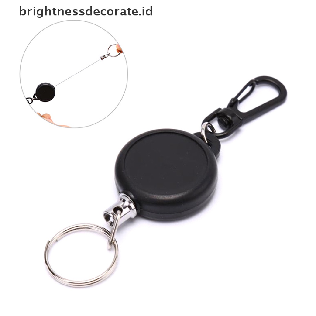 [Birth] 1pc Reel Gantungan Kunci Tarik Ditarik ID Badge Hitam Card Holder 60cm Keyring 60cm [ID]