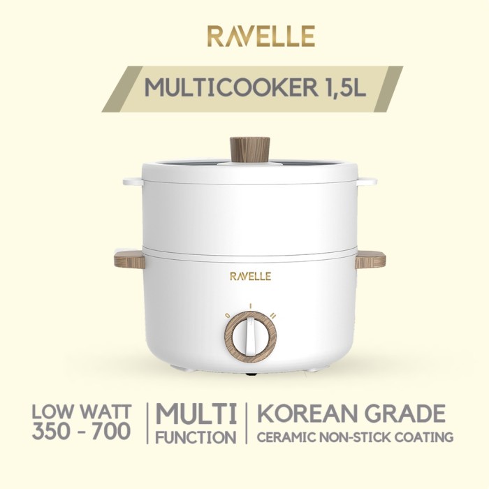 Ravelle Multicooker 1,5L Panci Steamer Kukusan Listrik Multifungsi