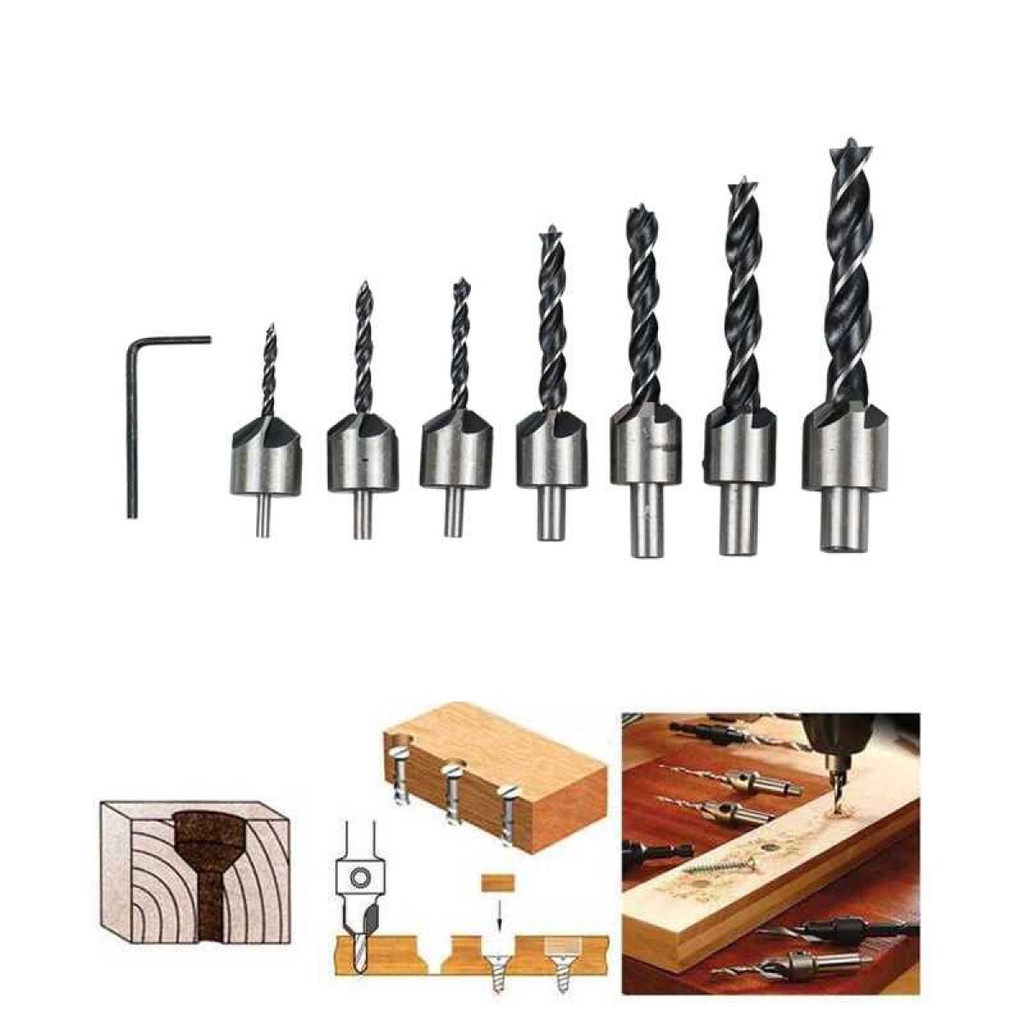 Mata Bor Drill Bit Countersink Taffware HSS 3-10mm 7 PCS