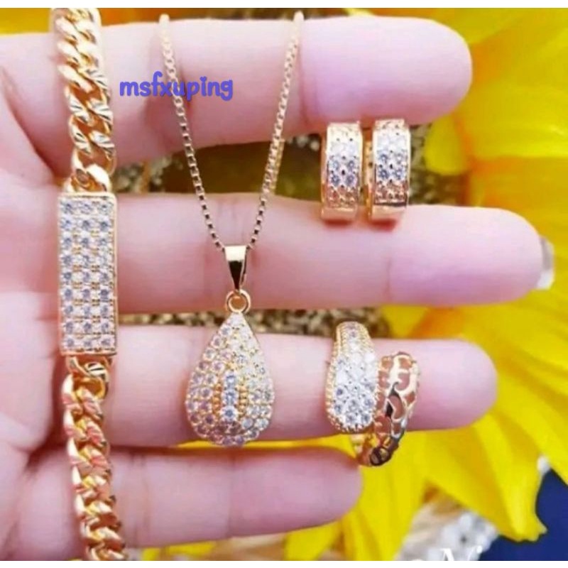 set perhiasan wanita motif rantai terbaru titanium xuping anti luntur