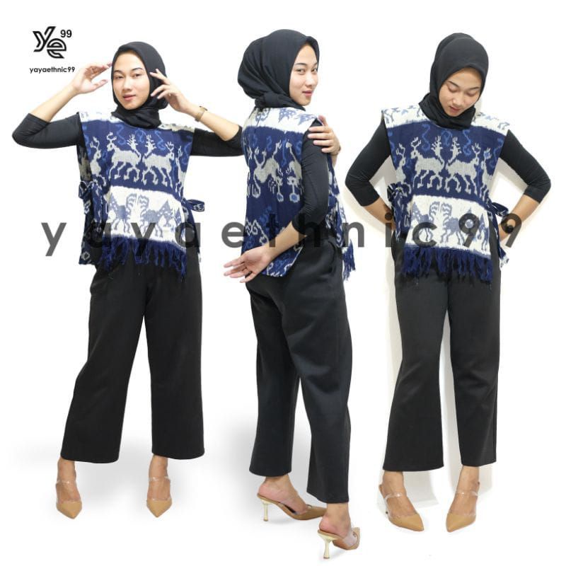 [Ready Stok] Tora Vast Tenun, Rompi Tenun, Outer Tenun, Rompi Ethnic Tenun Ikat, Atasan Wanita, Rompi Tenun Troso