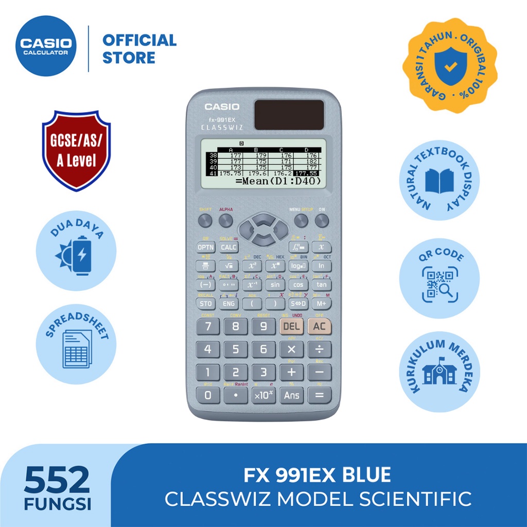 

Terlaris ✨ - CASIO FX-991EX - Kalkulator Sekolah/Kuliah - Internasional - Classwiz - 552 fungsi3.1.23