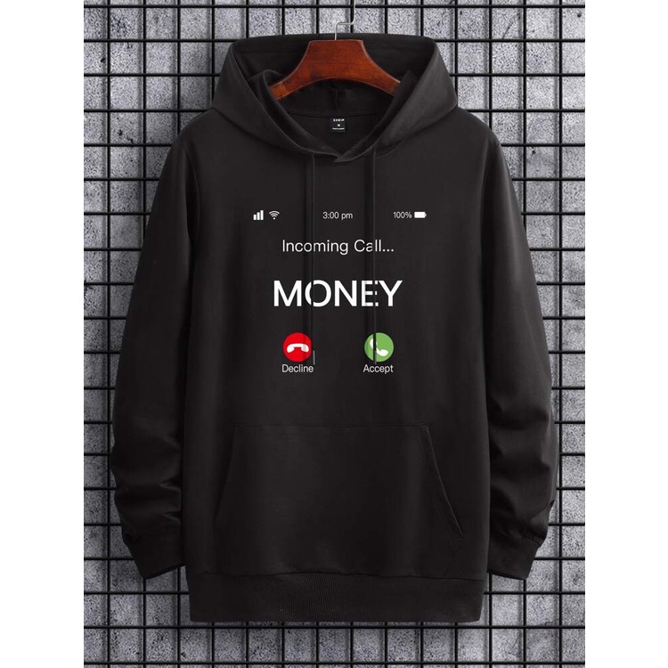 Jumper Hoodie Incoming Call Money  II  Sweater Hoodie Trendy II Sweter Oblong Topi Size M - XL ( Pria &amp; Wanita / Anak &amp; Dewasa )