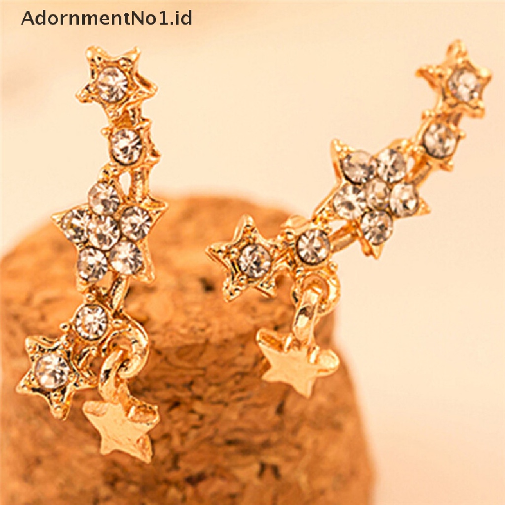 [AdornmentNo1] Bintang Kristal Berlian Imitasi Ear Stud Earring Eardrop Anting Wanita Perhiasan Fashion [ID]