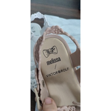 1:1 Ori Melissa Possession Victor &amp; Rofl Lace Flats Sepatu Sandal Karet Wanita Santai Kekinian Terbaru