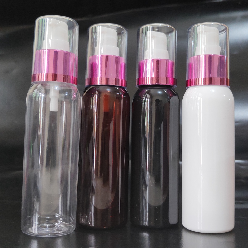 BOTOL PLASTIK 100ML PUMP TREATMENT PINK FULLCAP / BOTOL ISI ULANG [HARGA GROSIR]