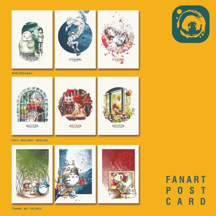 

Card Postcard Fan Art Ghibli 1Set A 9Pc - Postcard Set