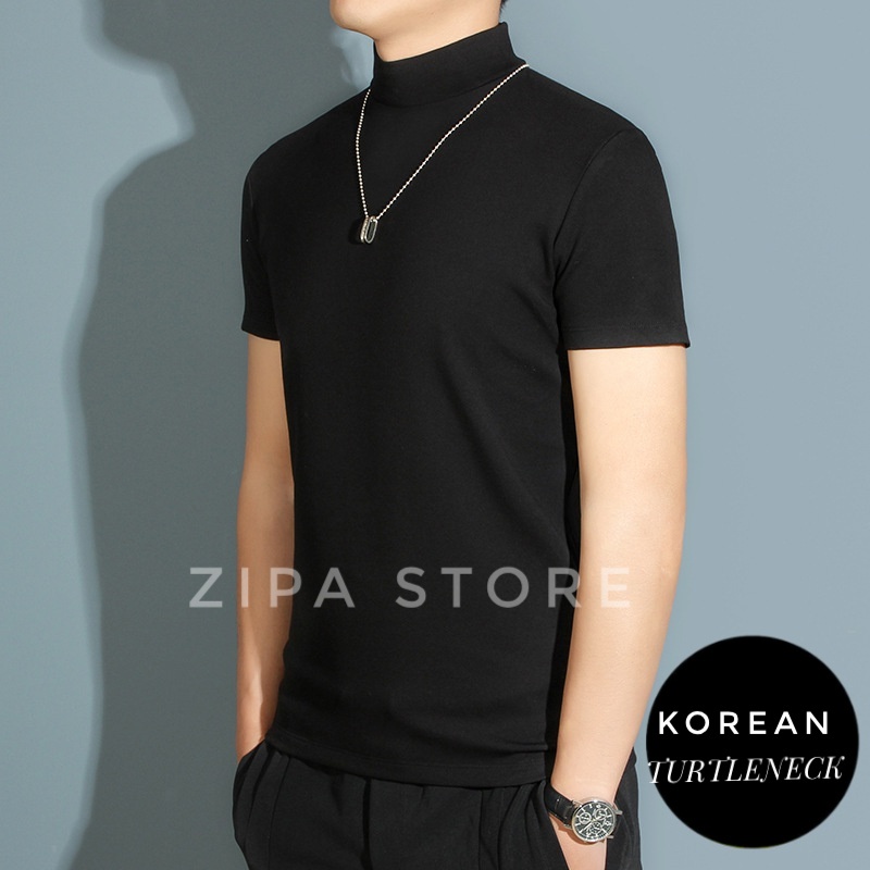 Kaos turtle neck lengan pendek