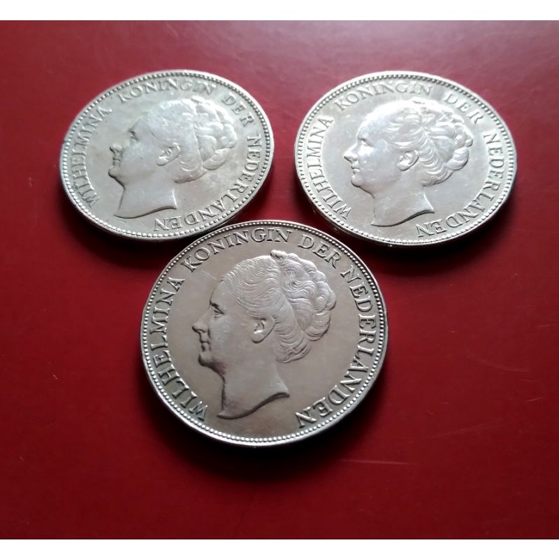 Koin Silver Perak Belanda Ratu WILHELMINA 1 Gulden 1943 Di Jamin 100% Asli