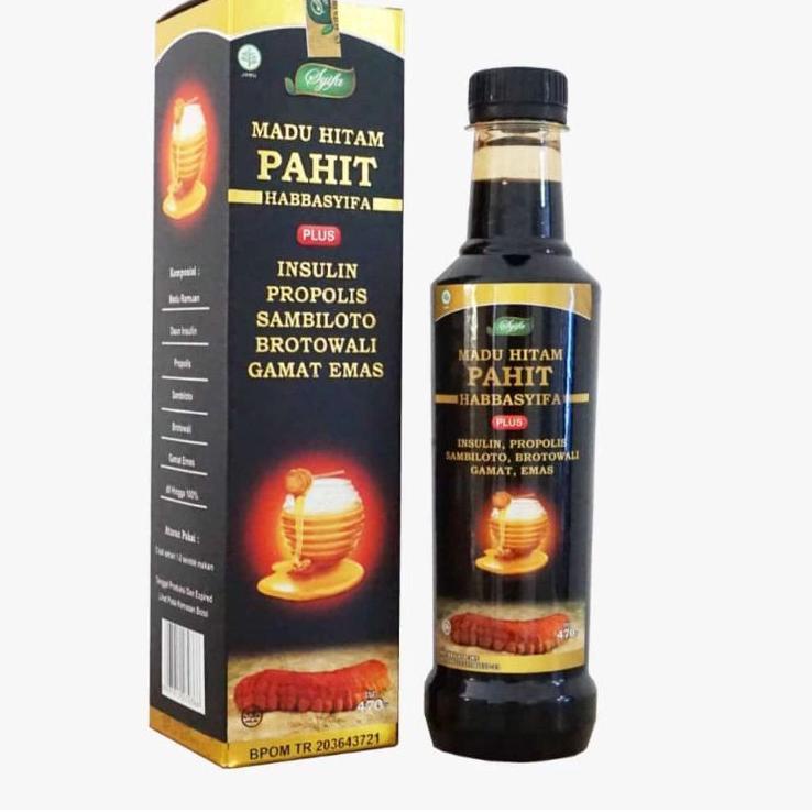 

12.12 STOK READY Madu Hitam Pahit Habbasyifa Plus Insulin Propolis Sambiloto Gamat Gold 470gr grosir