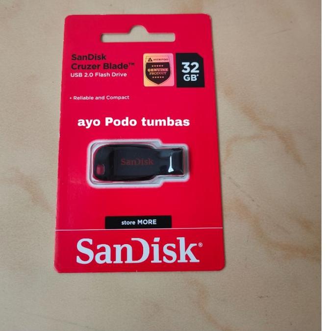 Depan1 Flashdisk Sandisk 32GB USB2.0 Plesdis Flasdisk  Cruzer Blade