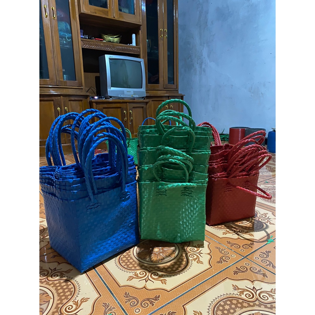 READY STOK Tas Anyaman Souvenir Belanja Custom Anyam Plastik Tas Hajatan Parcel Lebaran Pakai