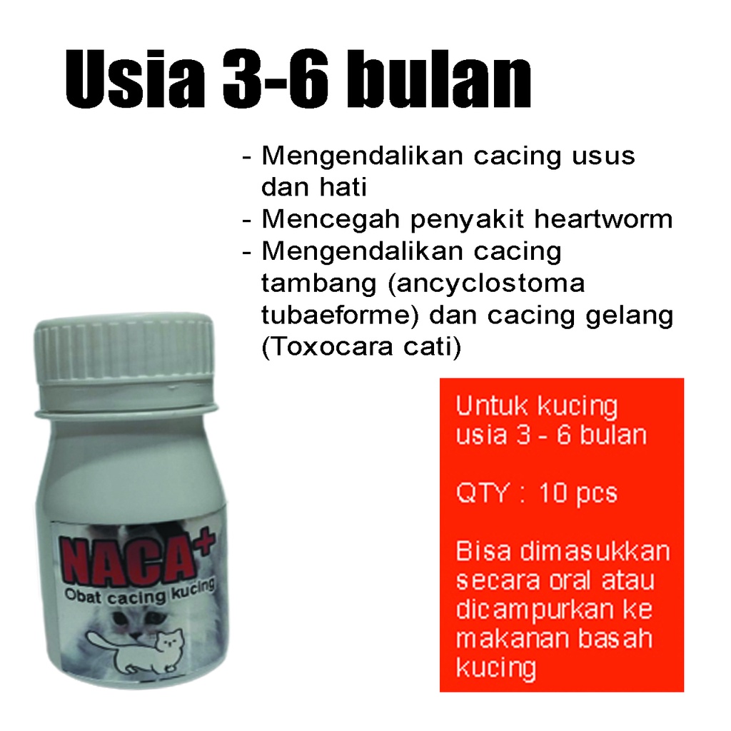 NACA PLUS OBAT CACING KUCING untuk baby kitten dan dewasa