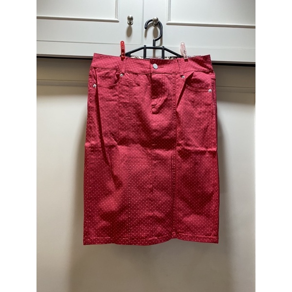Rok/ skirt cotton stretch fit to L polkadot merah